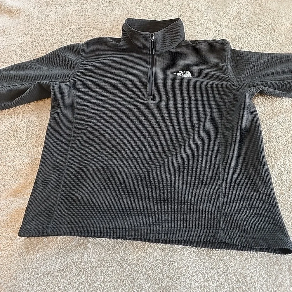 The North Face Mens Fleece Jacket Gray Textured 1/4 Zip Long Sleeve Mock Neck XL